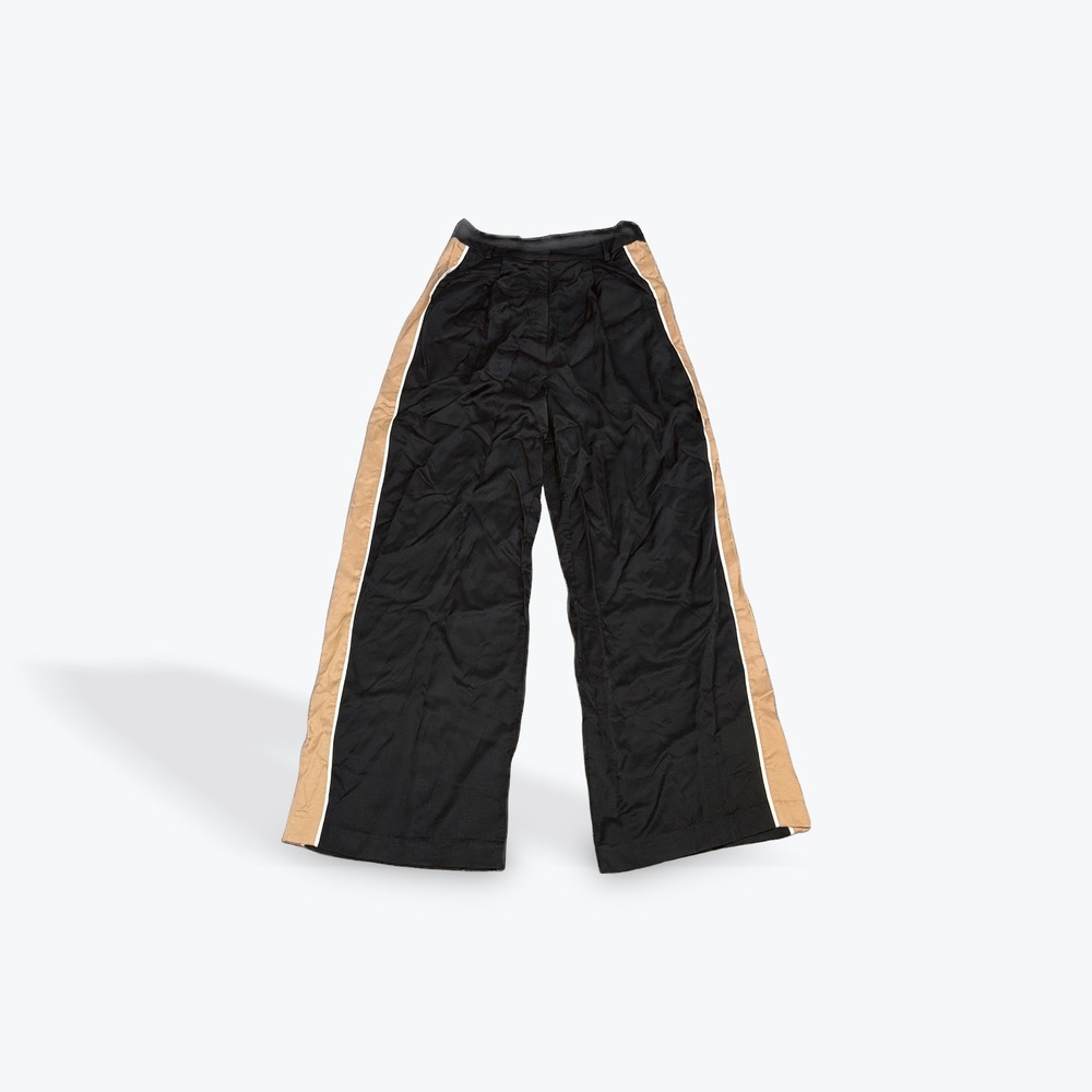 Line + Dot Black Wide Leg Side Stripe Pleated Trousers LP7221A Womens Size M